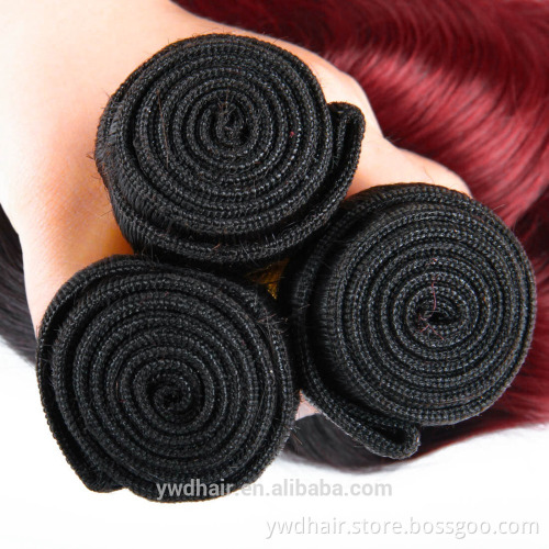 7A Ombre Color Peruvian Body Wave 3 /4 Bundles unprocessed Peruvian virgin hair Ombre Peruvian hair T1B/Burg Human Hair Weave